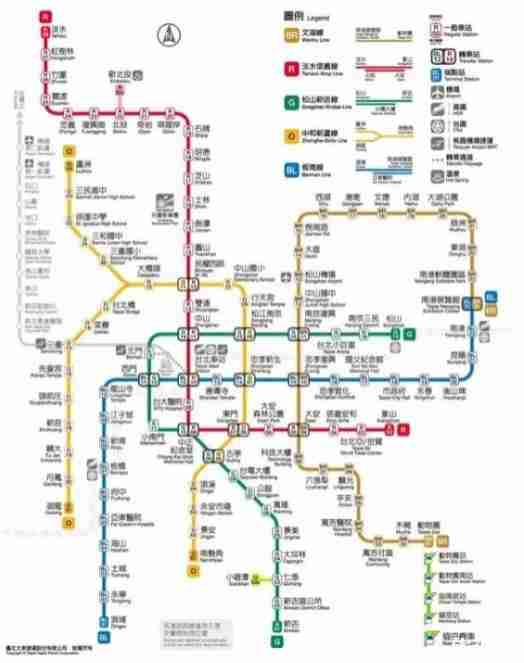 台北捷运线路图 台北捷运运营时间+app+价格