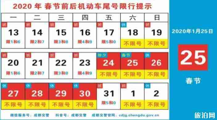 2020年成都春节限行限号吗