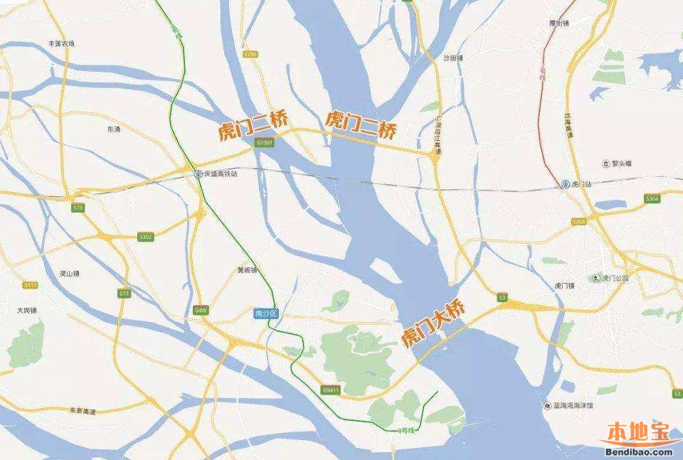虎门二桥（南沙大桥）和虎门大桥距离多远