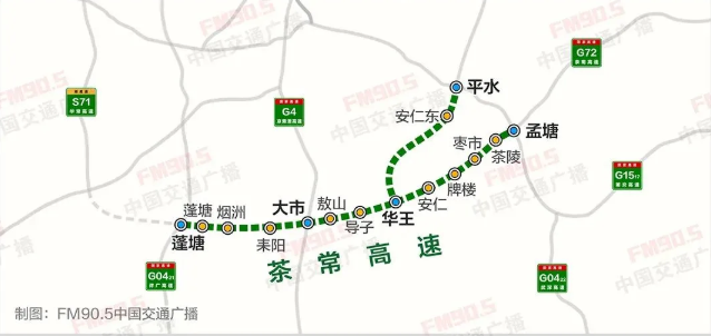 公路相接,经茶陵县枣市,安仁县牌楼,华王,耒阳市导子,大市,常宁市烟