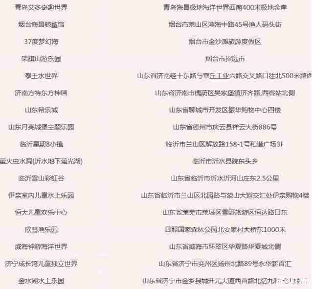 山东游乐园大全2018 山东游乐园大全2018