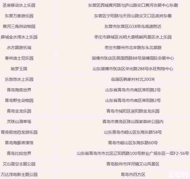 山东游乐园大全2018 山东游乐园大全2018