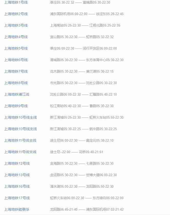 上海地铁几点停运 上海地铁票多少钱一张 