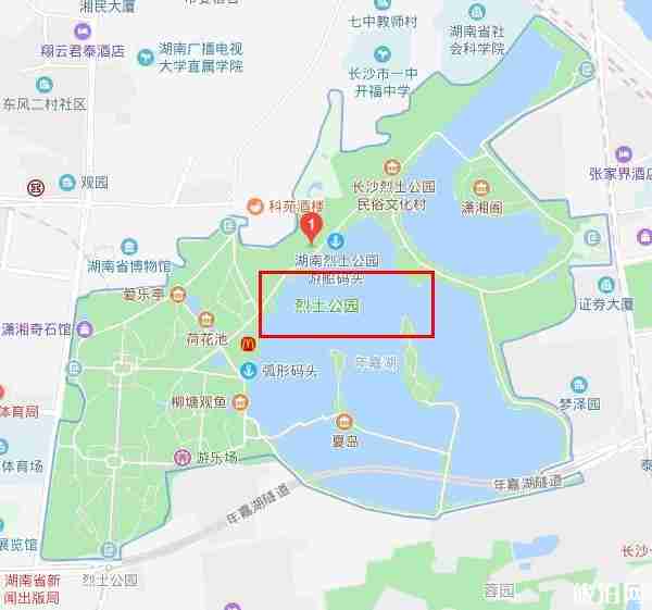 长沙烈士公园地图手绘图片