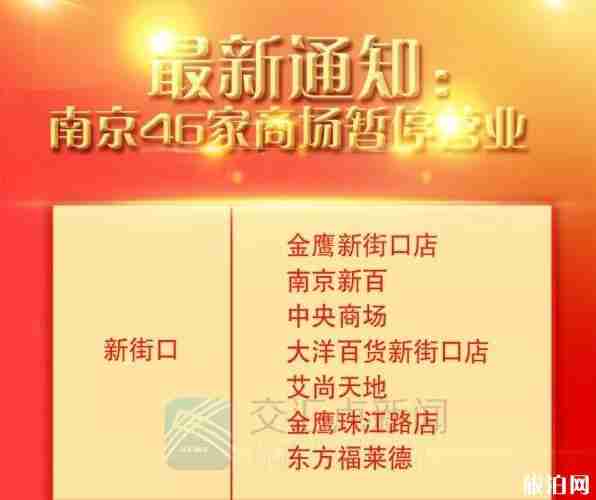 2020南京哪些商場停業(yè)和公交運營調(diào)整信息 2020南京哪些商場停業(yè)和公交運營調(diào)整信息