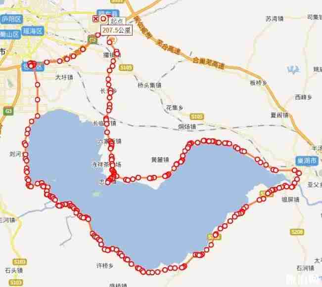 环巢湖骑行路线图图片