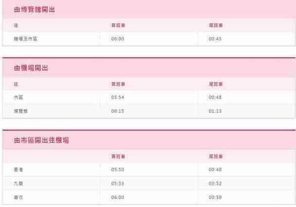 香港機場快線線路 香港機場快線時刻表