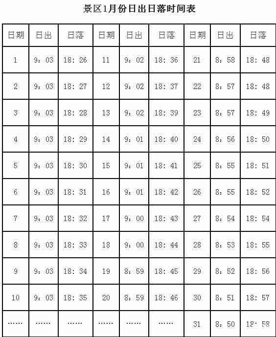 2019敦煌日出日落時間表 2019敦煌日出日落時間表