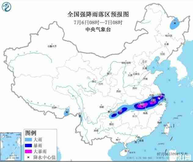 2020年七月全國哪些地方暴雨