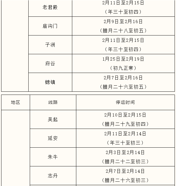 2021西安客運站春節時刻表