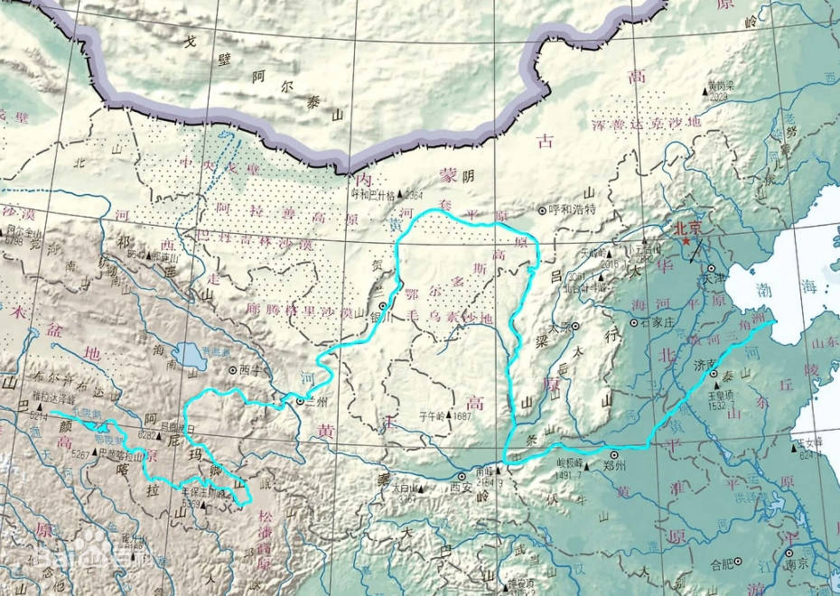 黃河流經地圖路線全圖流經青海四川甘肅等9個省份入海口在山東東營