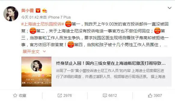 黄小蕾为什么被迪士尼终身禁入，起因：孩子身高未达入园标准