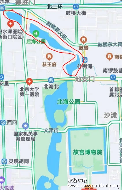 什刹海在北京什么地方,北京城区中轴线的西北部