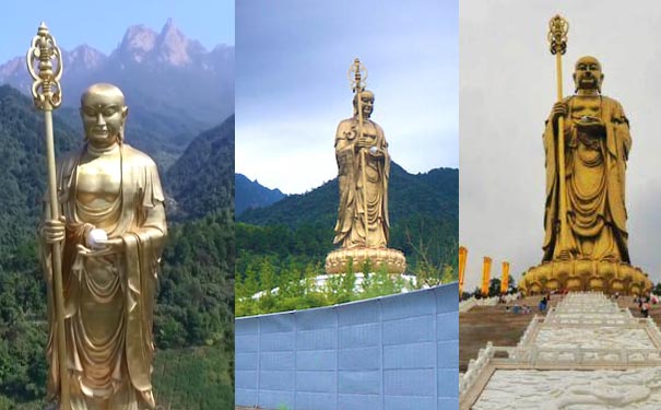 不同角度的九華山腳地藏王菩薩金身像