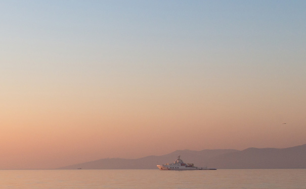 山東威海海上日落